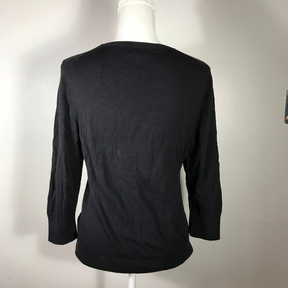 Land's End Black Supima Cotton Snowflake T Shirt - Picture 5 of 6